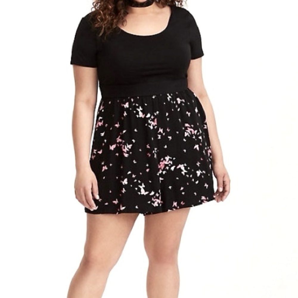 Torrid Black & Pink Butterflies Women’s Romper Dress | Size 3